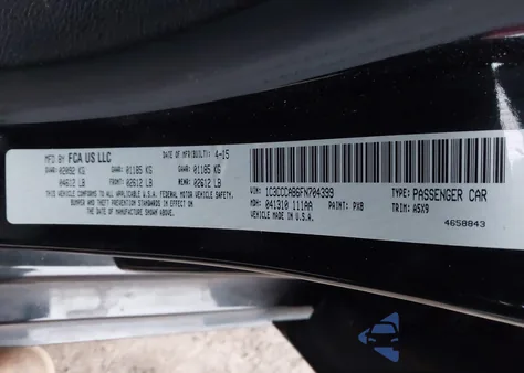 2015 Chrysler 200 Limited z USA, uszkodzony, nr VIN 1C3CCCAB6FN704399